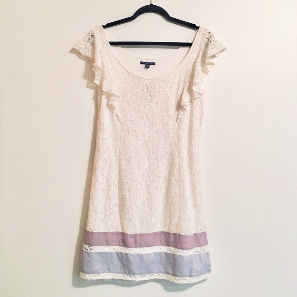 American Eagle Lace Dress S Ruffle Stripe Formal